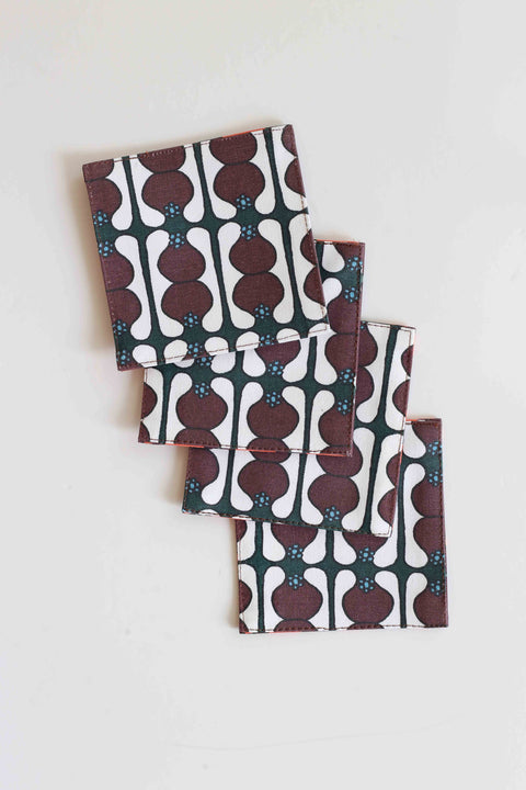 Coaster - Pinafleur Brown & Pinafleur Orange (set of 4)