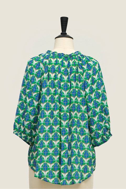 Origami Top - Diamond & Flower Blue