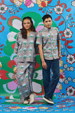 Baju Kedah (Top Only) - Bunga Raya Tiles Green
