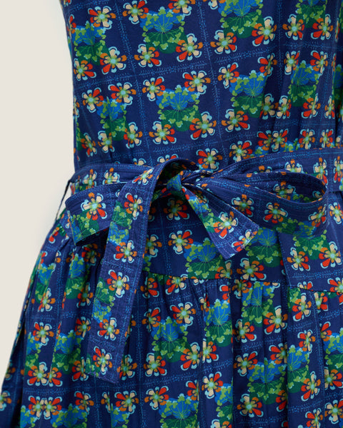 Half Moon Dress - Bunga Raya Tiles Blue