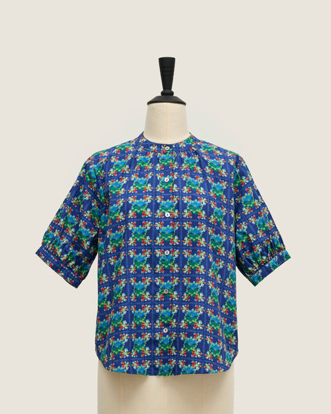 Daniela Top - Bunga Raya Tiles Blue