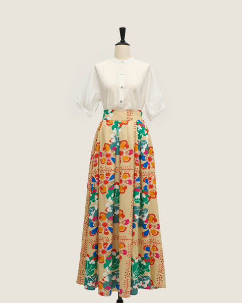 Maxi Skirt - Bunga Raya Tiles Peach