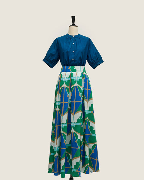 Maxi Skirt - Diamond & Flower Blue