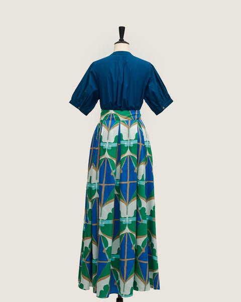 Maxi Skirt - Diamond & Flower Blue