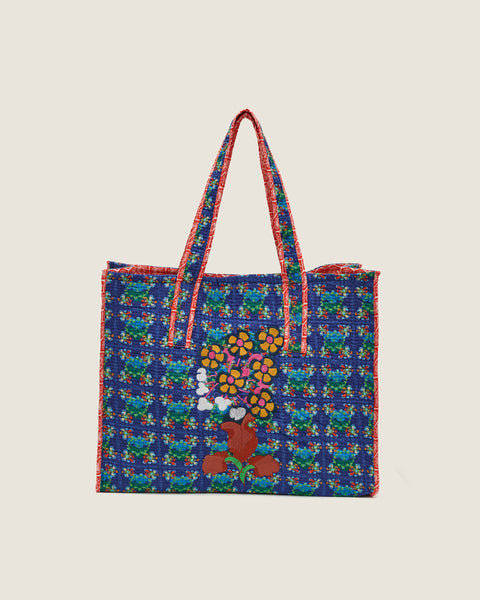 Pillow Bag - Bunga Raya Tiles Blue