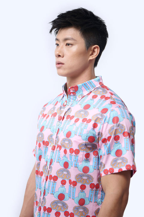 Men's Shirt S/S  - Crystal Blossom Pink