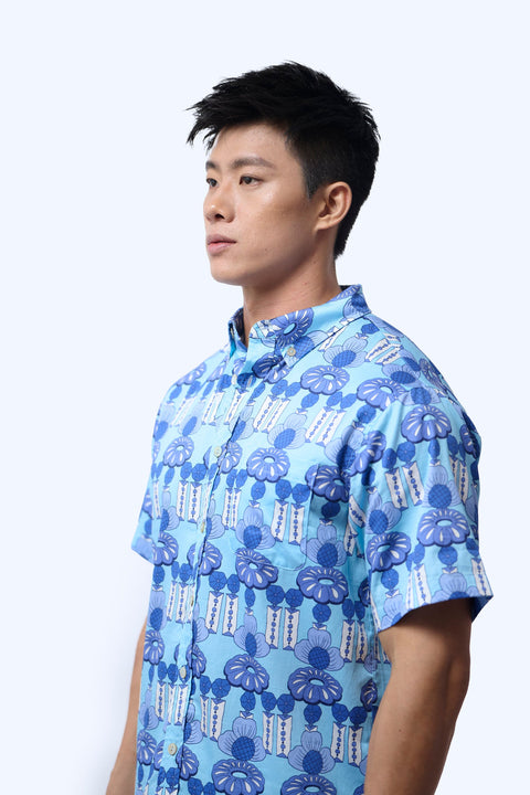 Men's Shirt S/S  - Crystal Blossom Blue