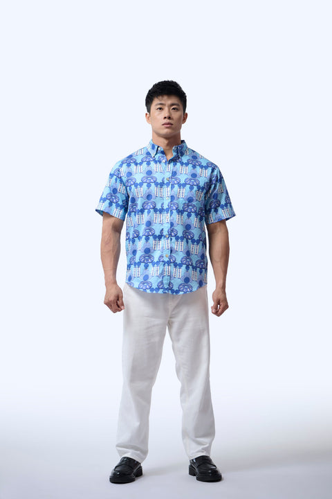 Men's Shirt S/S  - Crystal Blossom Blue