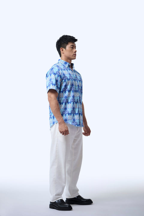 Men's Shirt S/S  - Crystal Blossom Blue