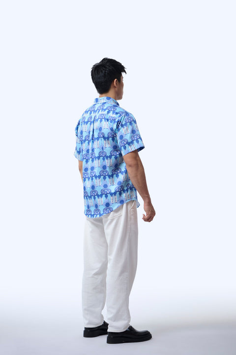 Men's Shirt S/S  - Crystal Blossom Blue