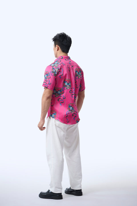 Men's Shirt S/S  - Ribbons Magenta