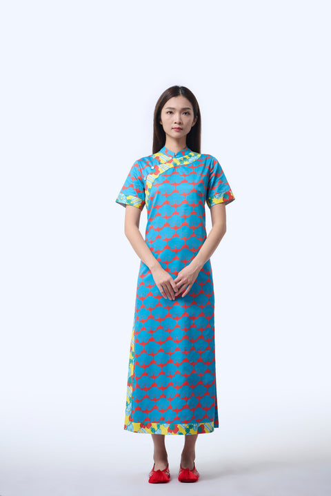 Long Cheongsam  - Cloud 9 Blue