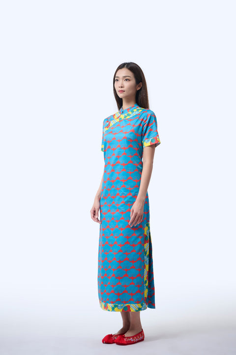 Long Cheongsam  - Cloud 9 Blue