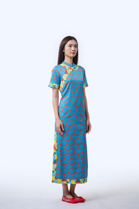 Long Cheongsam  - Cloud 9 Blue