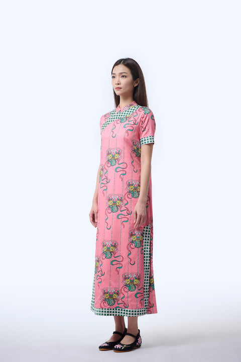 Long Cheongsam  - Ribbons Persimmon