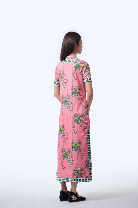 Long Cheongsam  - Ribbons Persimmon