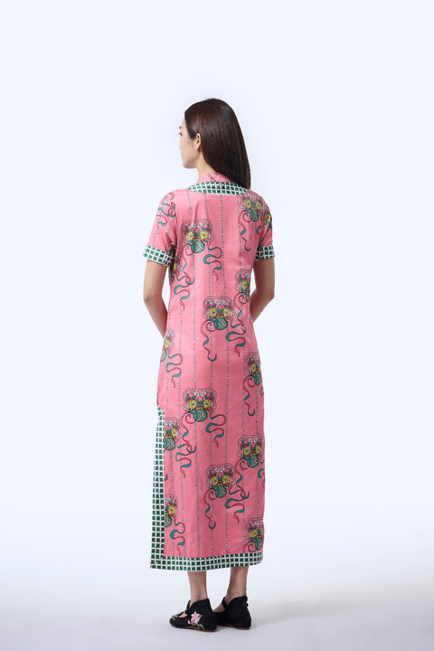 Long Cheongsam  - Ribbons Persimmon