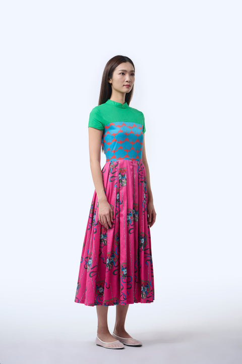 Mix Cheongsam  - Ribbons Magenta