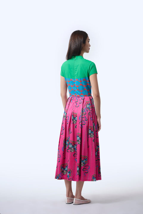 Mix Cheongsam  - Ribbons Magenta