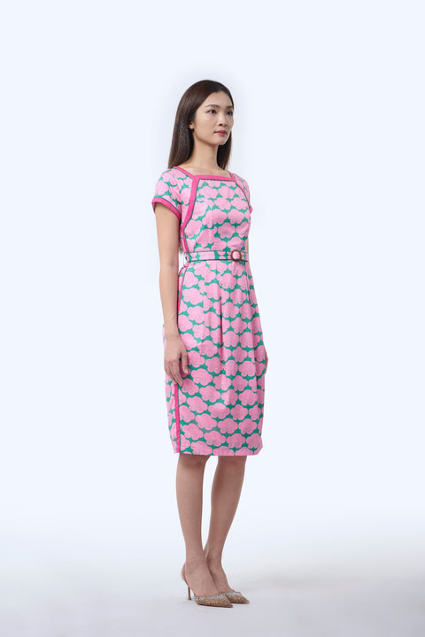 Boatneck Cheongsam  - Cloud 9 Pink