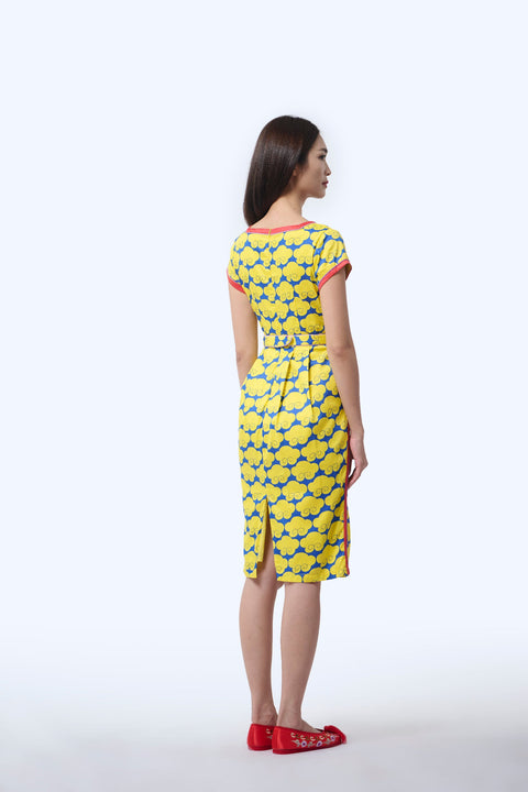 Boatneck Cheongsam  - Cloud 9 Yellow