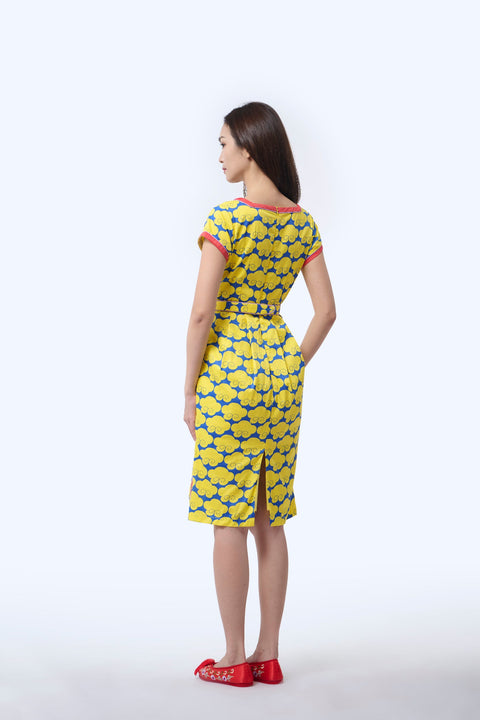 Boatneck Cheongsam  - Cloud 9 Yellow