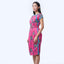 Boatneck Cheongsam  - Ribbons Magenta