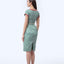 Boatneck Cheongsam  - Love Lace II Green