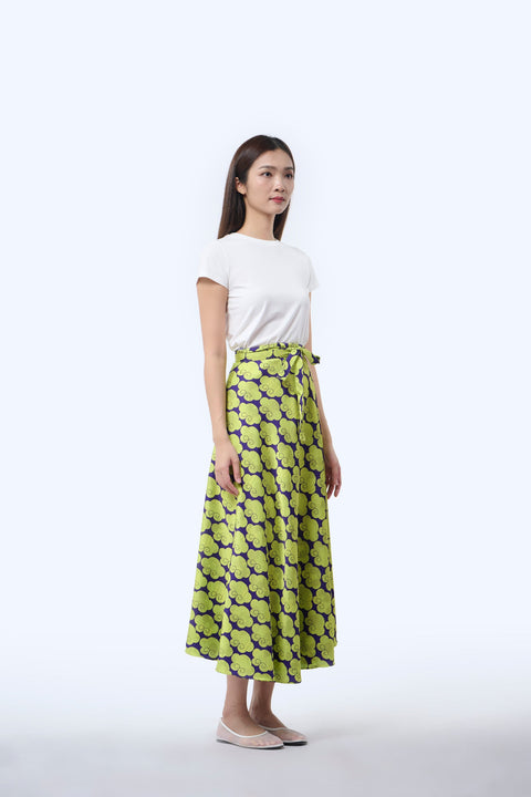 Reversible Satin Polyester Wrap Skirt  - Cloud 9 Yellow