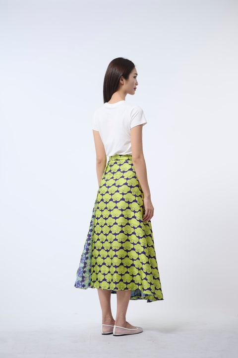 Reversible Satin Polyester Wrap Skirt  - Cloud 9 Yellow