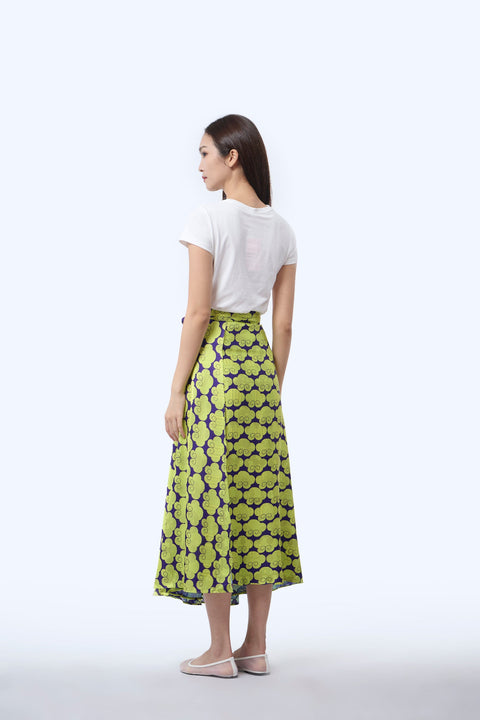 Reversible Satin Polyester Wrap Skirt  - Cloud 9 Yellow