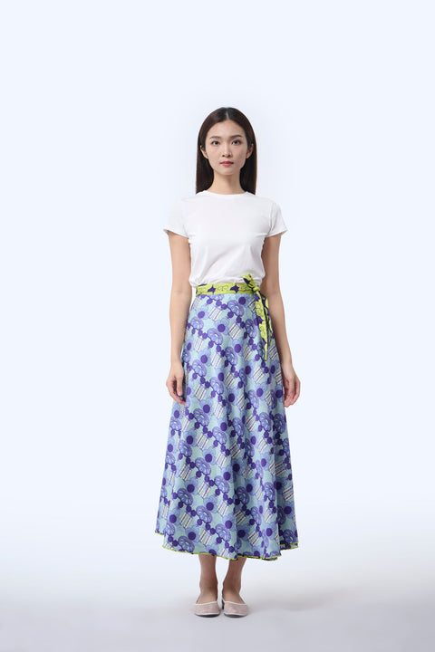 Reversible Satin Polyester Wrap Skirt  - Cloud 9 Yellow