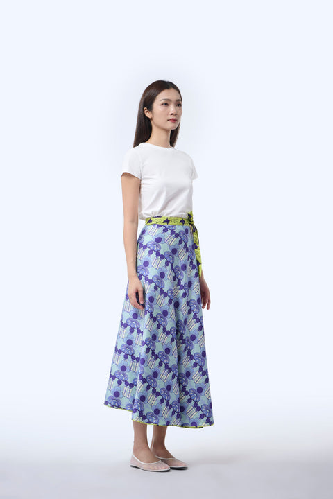 Reversible Satin Polyester Wrap Skirt  - Cloud 9 Yellow