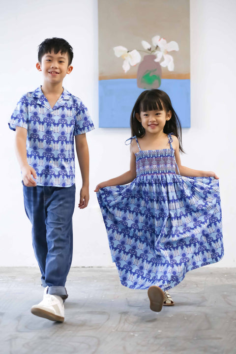 Boys Shirt - Crystal Blossom Blue