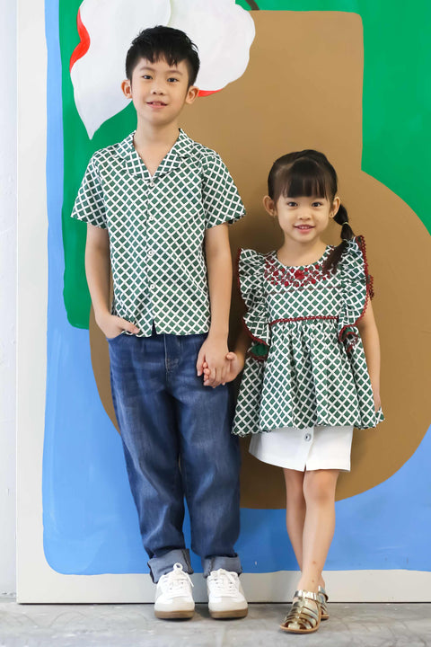 Boys Shirt - Love Lace II Green