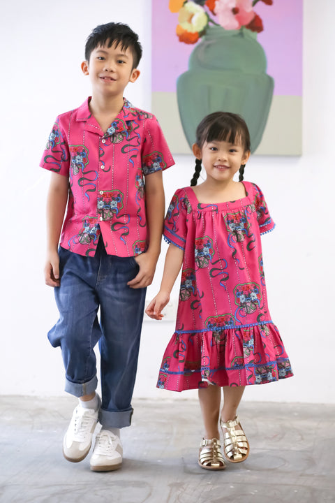 Boys Shirt - Ribbons Magenta