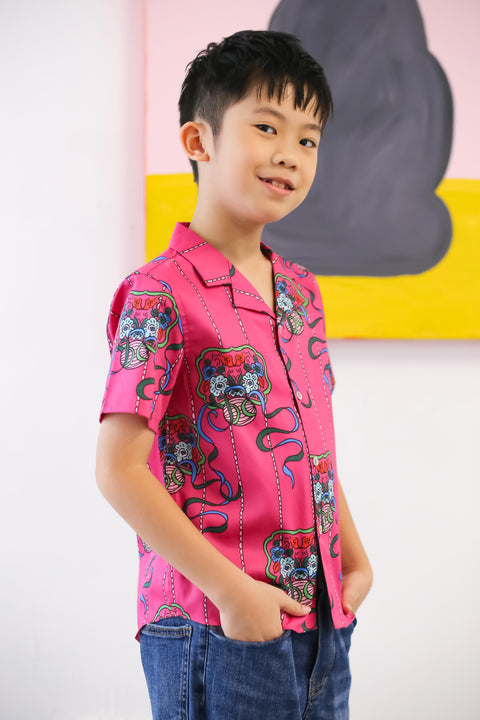 Boys Shirt - Ribbons Magenta