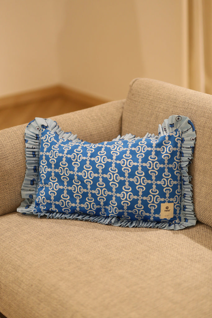 Rectangular Ruffle Pillow Crepe Ginger Diva Blue Nala Designs