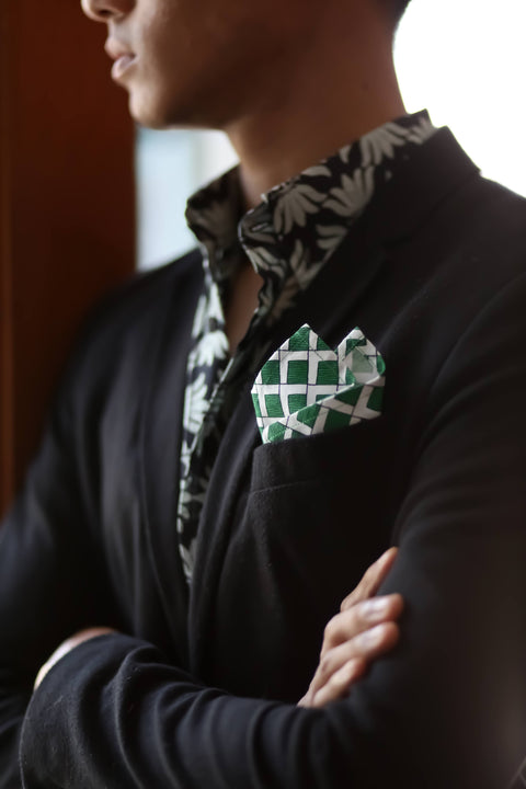 Pocket Square - Willow Lace Green