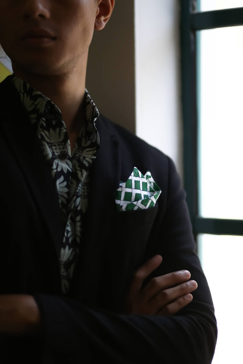 Pocket Square - Willow Lace Green