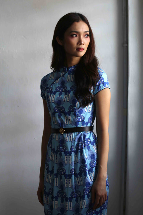 Tulip Cheongsam  - Crystal Blossom Blue