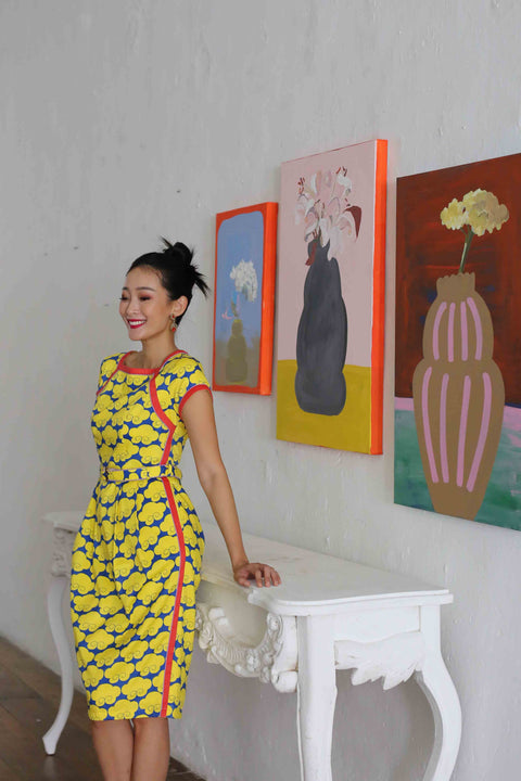 Boatneck Cheongsam  - Cloud 9 Yellow