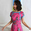 Boatneck Cheongsam  - Ribbons Magenta