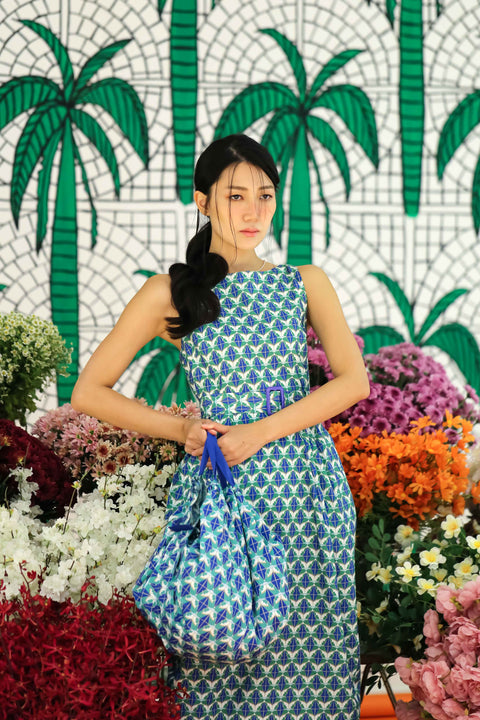 Tulip Dress - Diamond & Flower Blue