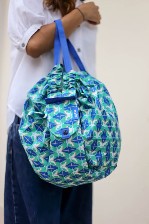 Shupatto Bag - Diamond's & Flower Blue