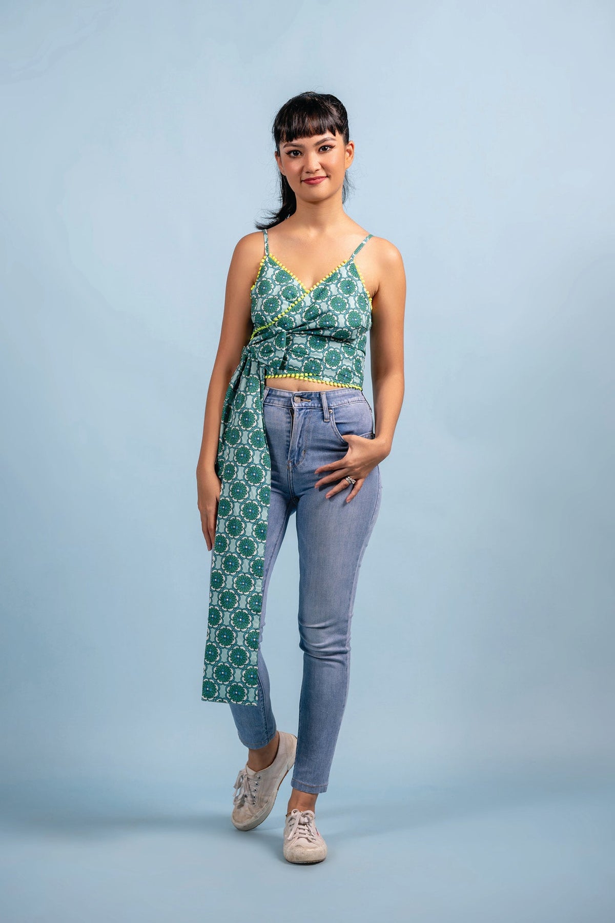 Wrap Around Top - Paper Petals Celadon
