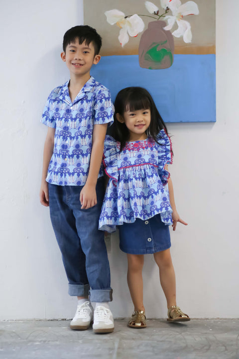 Girls Sayang Top - Crystal Blossom Blue