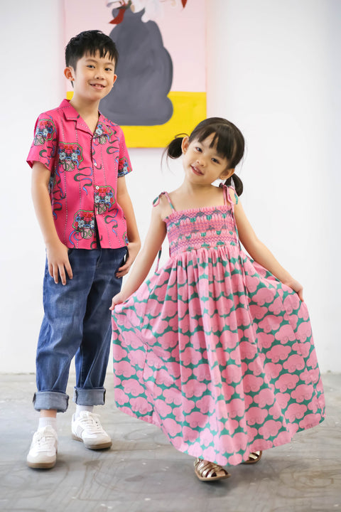 Girls Singapore Smock Dress - Cloud 9 Pink