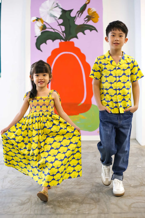 Girls Singapore Smock Dress - Cloud 9 Yellow