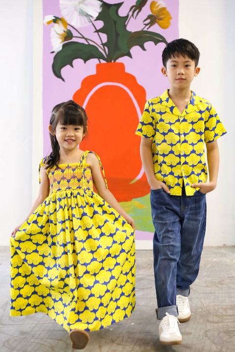 Girls Singapore Smock Dress - Cloud 9 Yellow